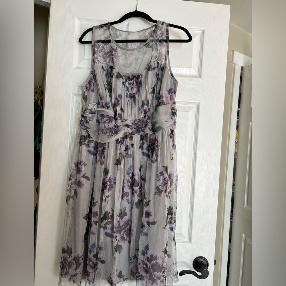 Grey Floral Dress